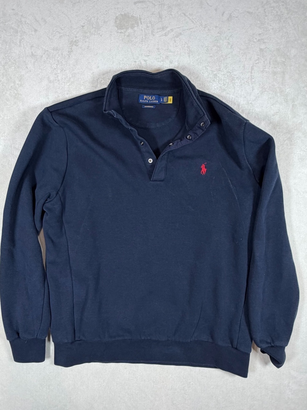 Polo Ralph Lauren Large Performance Navy Long-Sleeve Rugby Pullover Red Pony